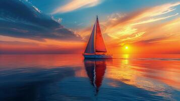 AI generated Red Sailboat Floating on Water photo