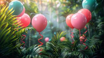 AI generated Cluster of Balloons Floating in the Air photo