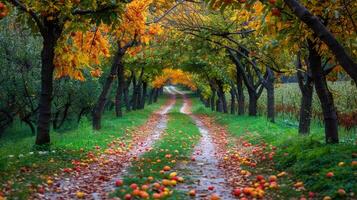 AI generated Dirt Road Among Trees and Oranges photo