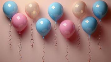 AI generated Group of Balloons With Streamers Floating in the Air photo
