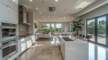 AI generated Expansive Kitchen With Marble Countertop photo