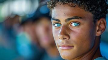 AI generated Close-Up of a Young Man With Wet Hair photo