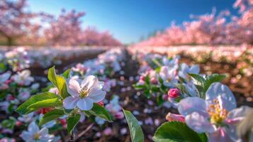 AI generated Field Abloom With Pink and White Flowers photo