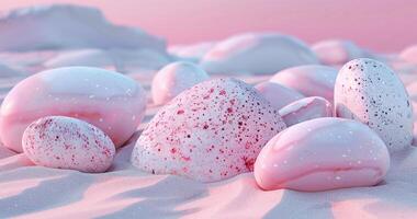 ai generado un pequeño grupo de guijarros con rosado y blanco color antecedentes foto