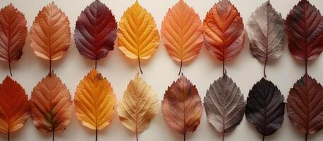 AI generated autumn leaves are all of different colors photo