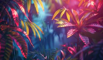 AI generated colorful background of tropical leaves and branches photo