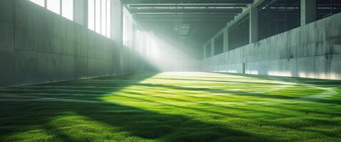 AI generated grass field in an indoor training sports field photo