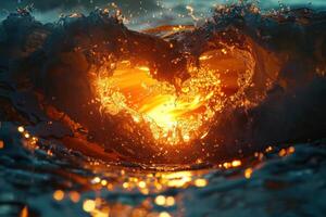 AI generated heart of the ocean ocean waves art photo