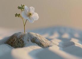 AI generated flower and balance on the asian sand photo