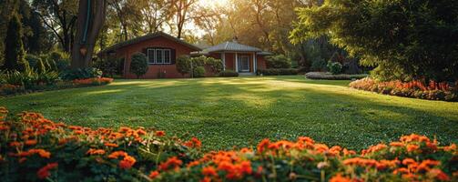 AI generated front yard landscape design photo