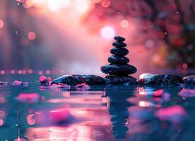 AI generated meditation zen on colourful background photo