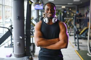 Black African American young man at the gym photo