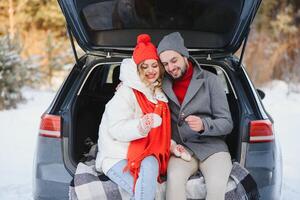 winter snow couple love story photo