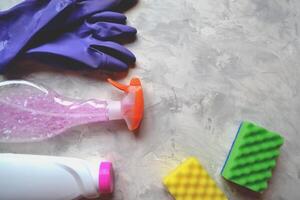 The objects for clean up home. Tools for homework. photo