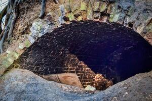 Entrance in the old underground tunnel. Fantasy picture. photo