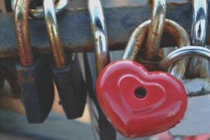 The padlocks as symbol of love. Happy Vlentine's day card. photo