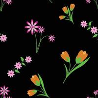 Beautiful seamless flower pattern on a black background. Flower pattern for printing vector