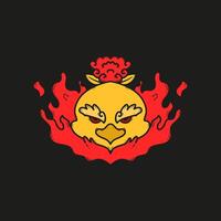 Cute Little Phoenix Head Vector Illustration