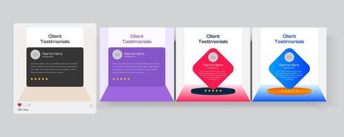 Client testimonials or customer feedback social media post web banner template, Customer service feedback template with photo placeholder vector. vector