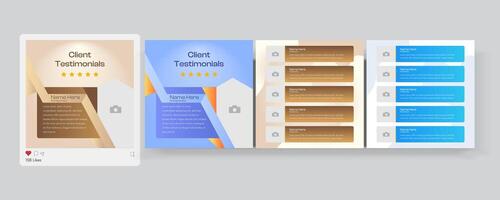 Client testimonials or customer feedback social media post web banner template, Customer service feedback template with photo placeholder vector. vector