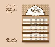 Ramadán calendario diseño modelo para bangladesh, Ramadán cronograma, imsakia diseño para Ramadán kareem 2024 - 1445 oración veces en ramadán, islámico calendario y sehri ifter hora cronograma. vector