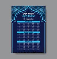 Ramadan Calendar Design Template for bangladesh, Ramadan schedule, Imsakia design for Ramadan Kareem 2024 - 1445 Prayer times in Ramadan, Islamic Calendar and Sehri Ifter time Schedule. vector