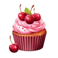 ai generato vegano rosso velluto Cupcake con cappello a cilindro contento compleanno png