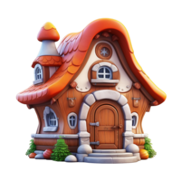 ai généré fabuleux fantaisie maison de nain ou elfe dessin animé style png