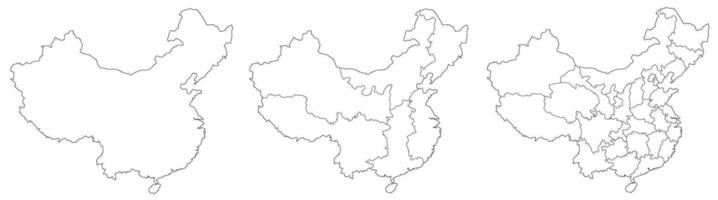China mapa. mapa de China en blanco conjunto vector