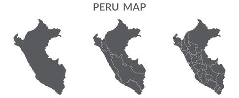 Perú mapa. mapa de Perú en gris conjunto vector