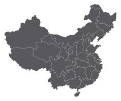 China map. Map of China in administrative provinces in grey color vector