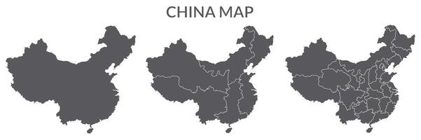 China map. Map of China in grey set vector