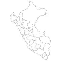 Peru map. Map of Peru in administrative provinces in white color vector