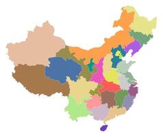 China map. Map of China in administrative provinces in multicolor vector