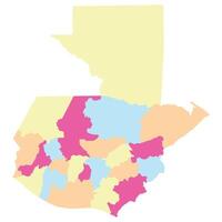 Guatemala map. Map of Guatemala in administrative provinces in multicolor vector