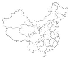 China map. Map of China in administrative provinces in white color vector