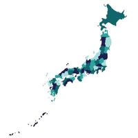 Japan map. Map of Japan in administrative provinces in multicolor vector