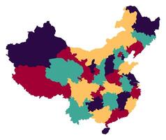 China mapa. mapa de China en administrativo provincias en multicolor vector