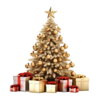 AI generated Christmas tree decoration and gift box png