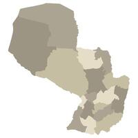 Paraguay map. Map of Paraguay in administrative provinces in multicolor vector