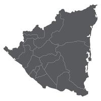 Nicaragua map. Map of Nicaragua in administrative provinces in grey color vector