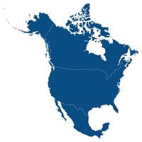 North America country Map. Map of North America in blue color. vector