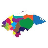 Honduras map. Map of Honduras in administrative provinces in multicolor vector