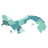 Panama map. Map of Panama in ten main regions in multicolor vector