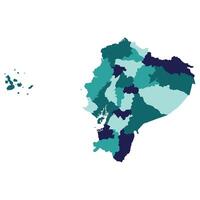 Ecuador map. Map of Ecuador in administrative provinces in multicolor vector