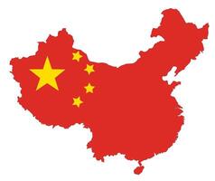 China flag map. Map of China with national Chinese flag. vector