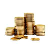 AI generated A stack of gold coins with a gold coin on it png