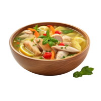 ai generado un cuenco de sopa con un imagen de un cuenco de comida con un limón y menta png