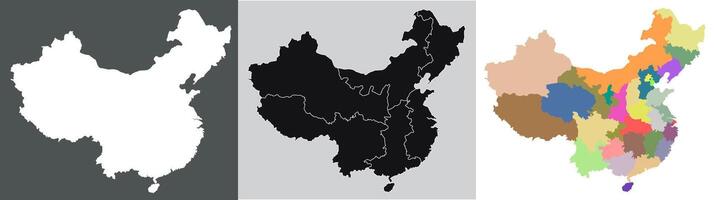 China mapa. mapa de China en conjunto vector