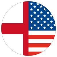 Estados Unidos vs Inglaterra. bandera de unido estados de America y Inglaterra en circulo forma vector